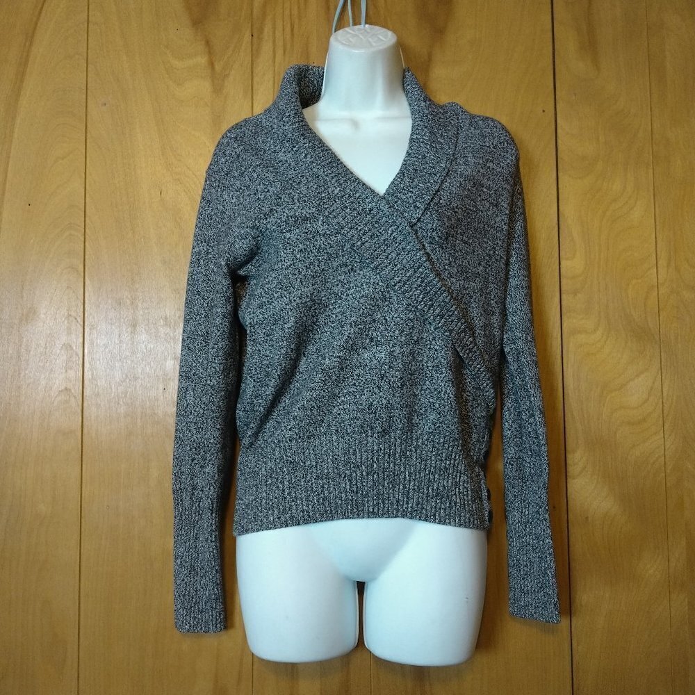 Dressbarn Gray Shawl Collared Button Accent Pullover Sweater Size Small